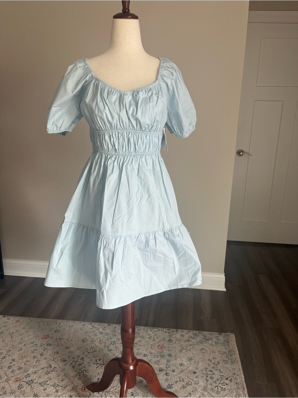 NWT - Light Blue Women Cottagecore Cotton Mini Summer  Dress